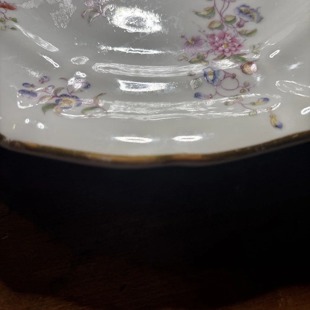 Vintage Porcelain Plates Lot If Two. Floral,‎ Gold Trim. 8.5 Inches.